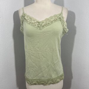 Van‎ Heusen Tank Top Womens Large Green Lace Feminine Fairy 90s Y2K